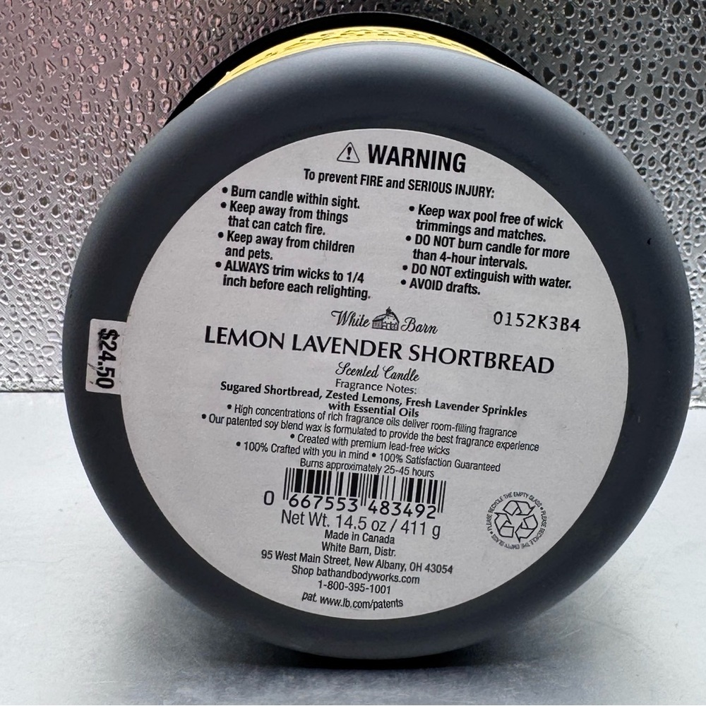 Bath & Body Works Lemon Lavender Shortbread 3 Wick Candle - Picture 2 of 3